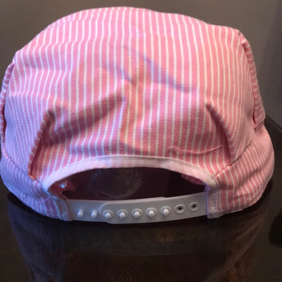 New!  Pink/white stripe train conductor hat - Picture 3 of 5